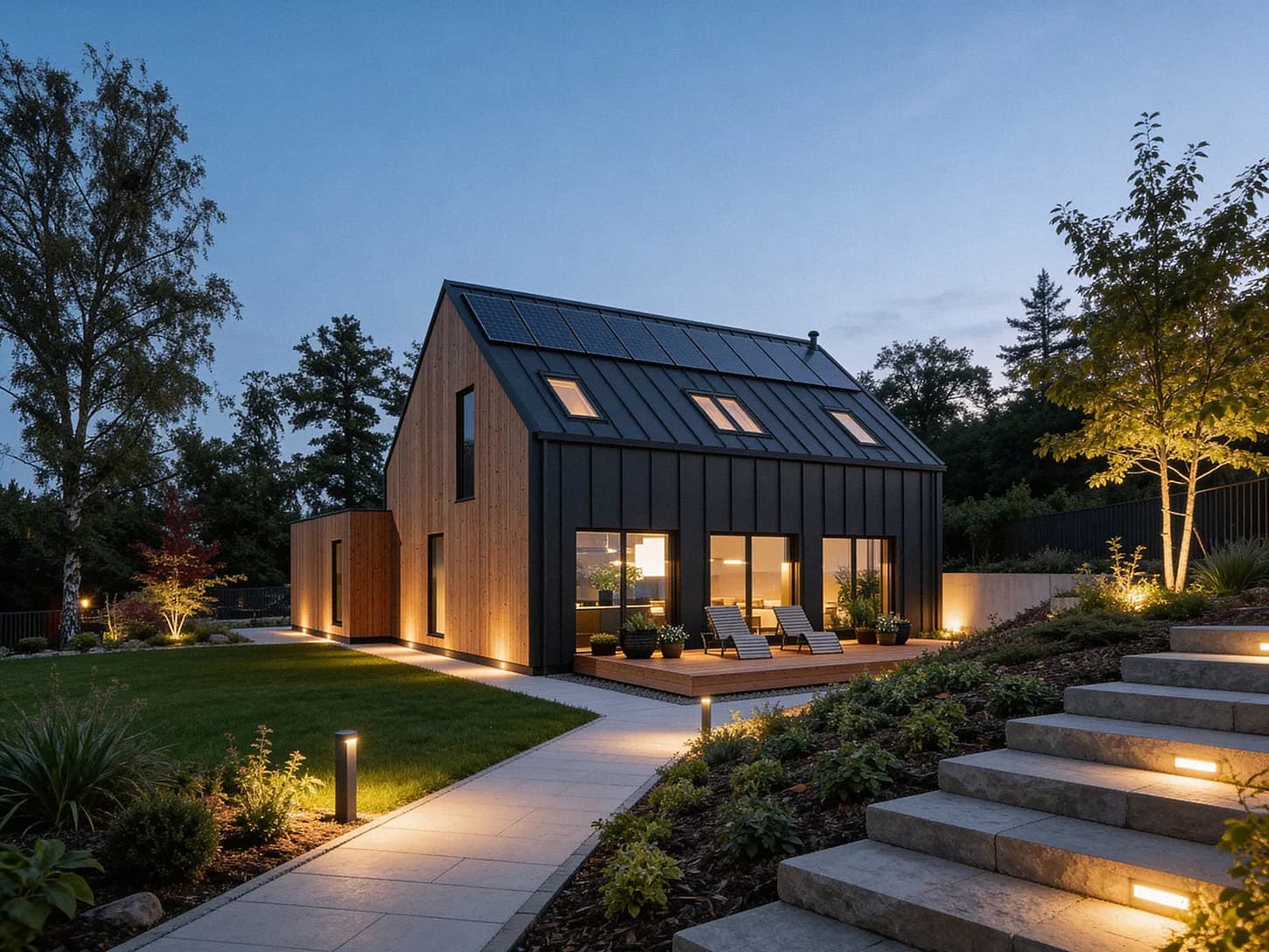 Modulo House - prefabrykowany dom drewniany, wizualizacja elewacji