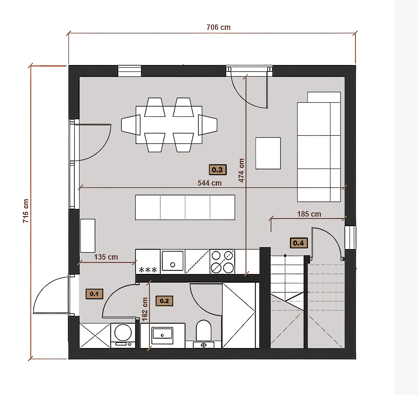 Rzut: Parter domu Modulo v_2.5