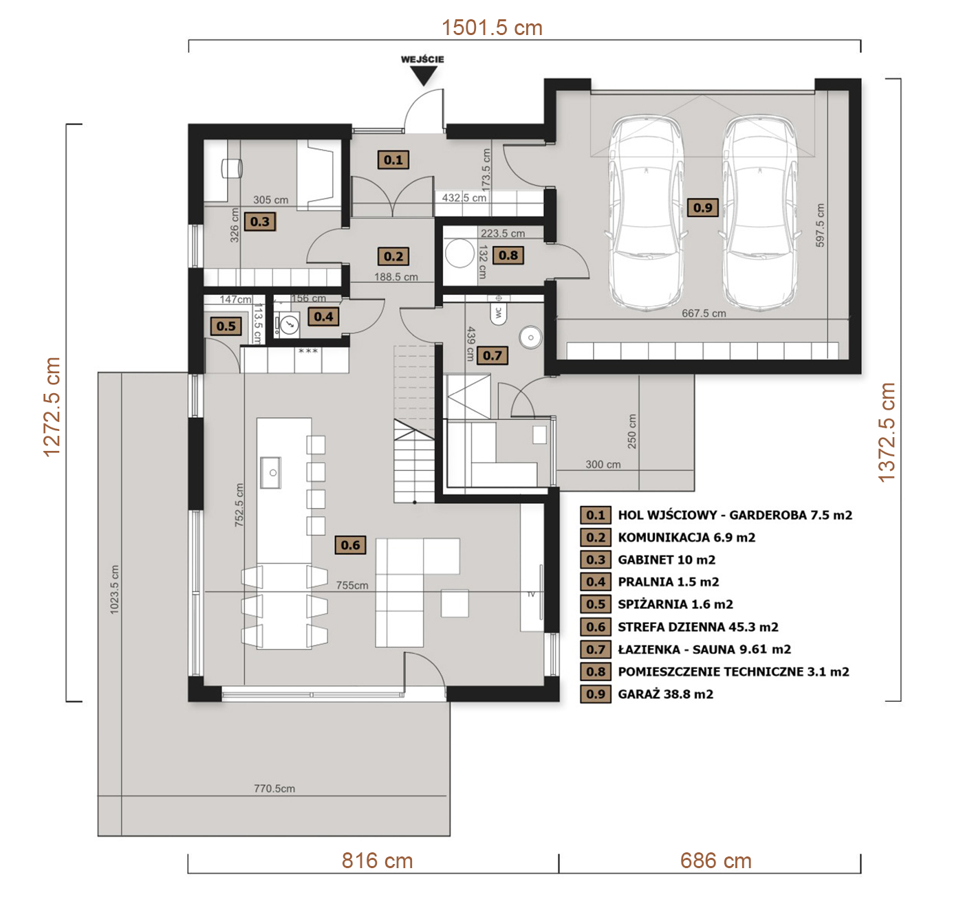 Rzut: Parter domu Modulo v_4